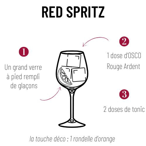 Pack OSCO Le Rouge Ardent bio & tonics. Parfait pour réaliser un cocktail sans alcool aux notes fruitées et épicées. Une recette de cocktail sans alcool mais de caractère et peu sucré.