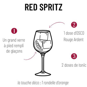 Pack OSCO Le Rouge Ardent bio & tonics. Parfait pour réaliser un cocktail sans alcool aux notes fruitées et épicées. Une recette de cocktail sans alcool mais de caractère et peu sucré.