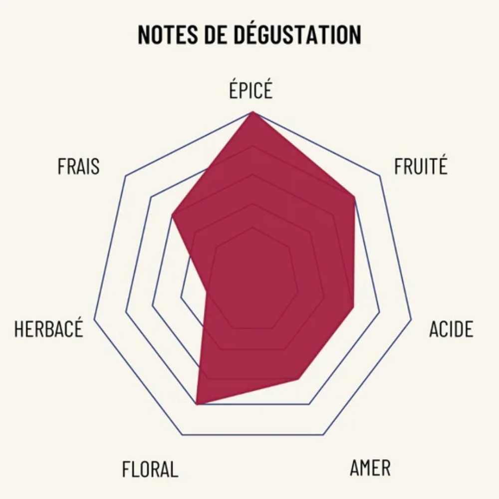 Notes de dégustation de OSCO Le Rouge Ardent : un apéritif sans alcool épicé, fruité, frais et légèrement amer.